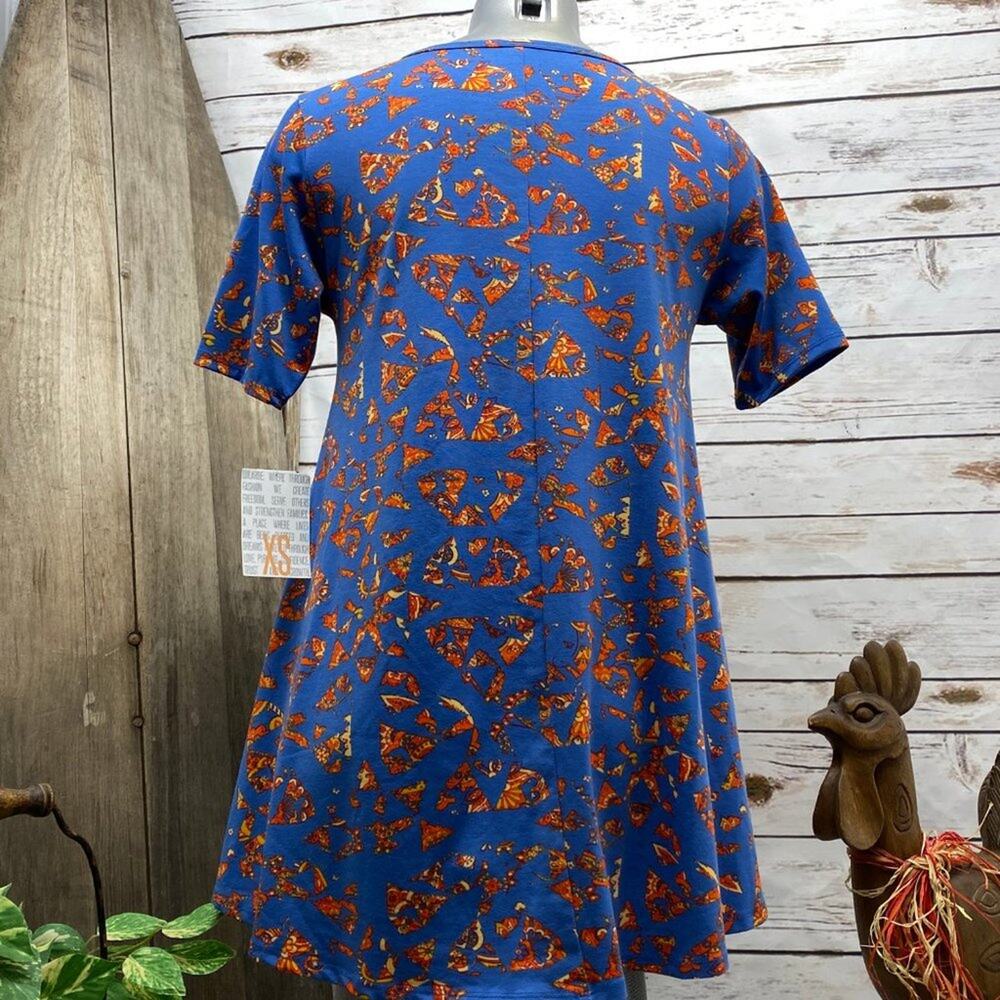 LuLaRoe Perfect T Size XS Swing Shirt Pizza Blue Orange NWT New Tee Tshirt - Picture 5 of 8